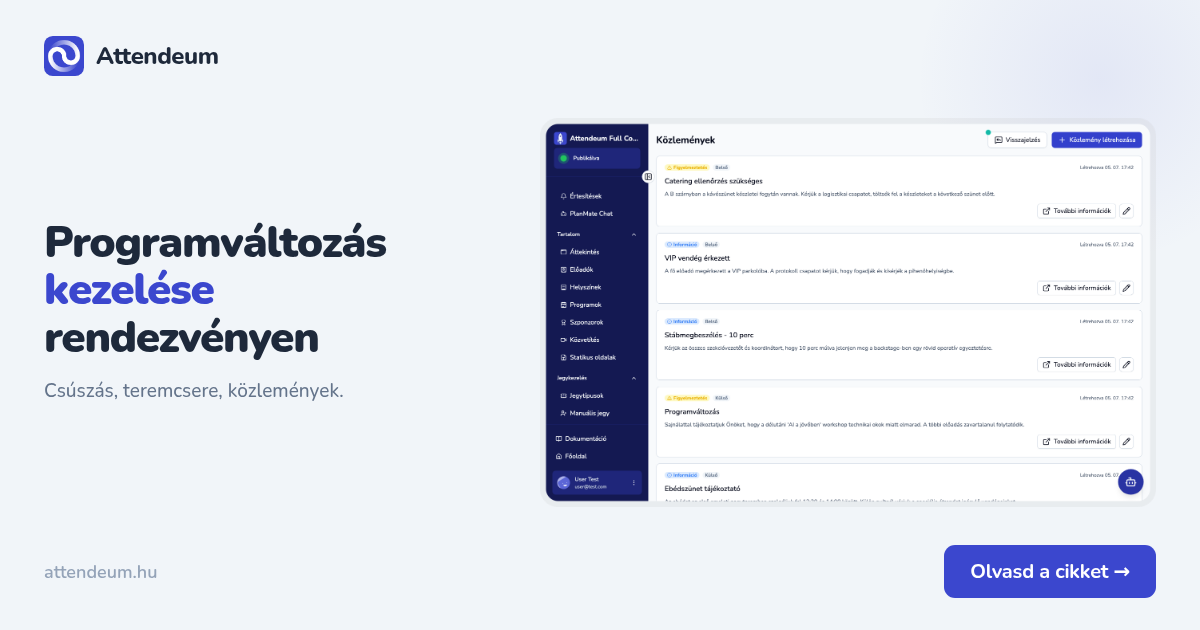 Programváltozás kezelése rendezvényen